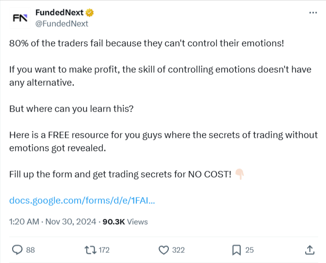 fundednext percentage of traders failing
