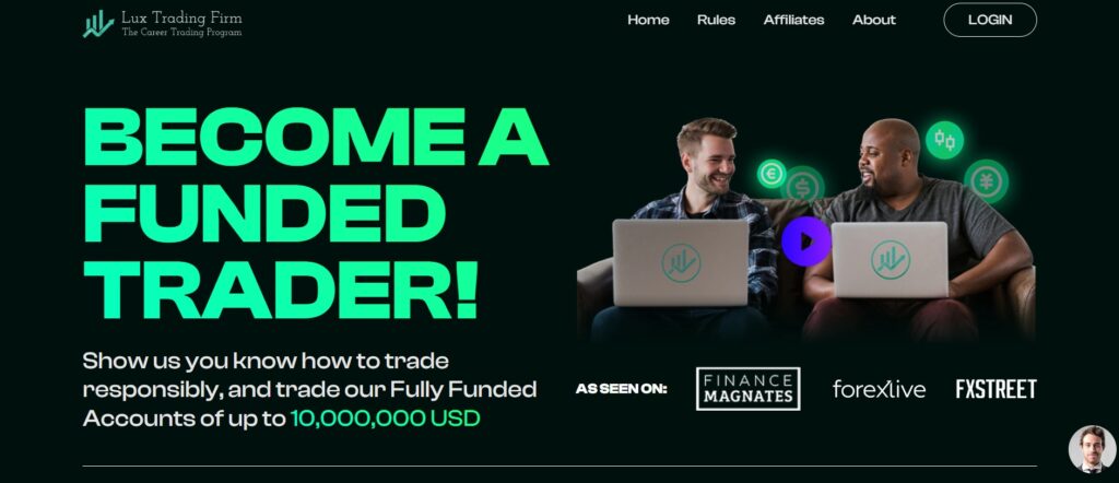 lux trading firm homepage