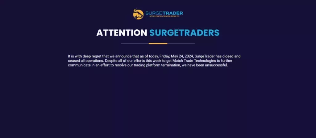 surgetrader closes