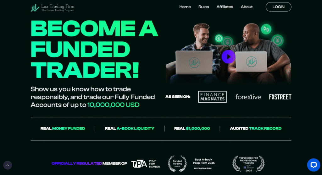 lux trading firm homepage