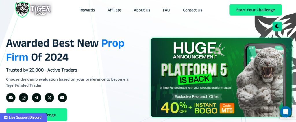 tiger funded review homepage