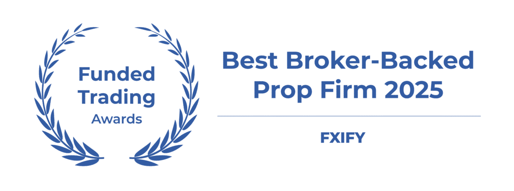 FXIFY review hero image showing the broker-backed prop firm award graphic