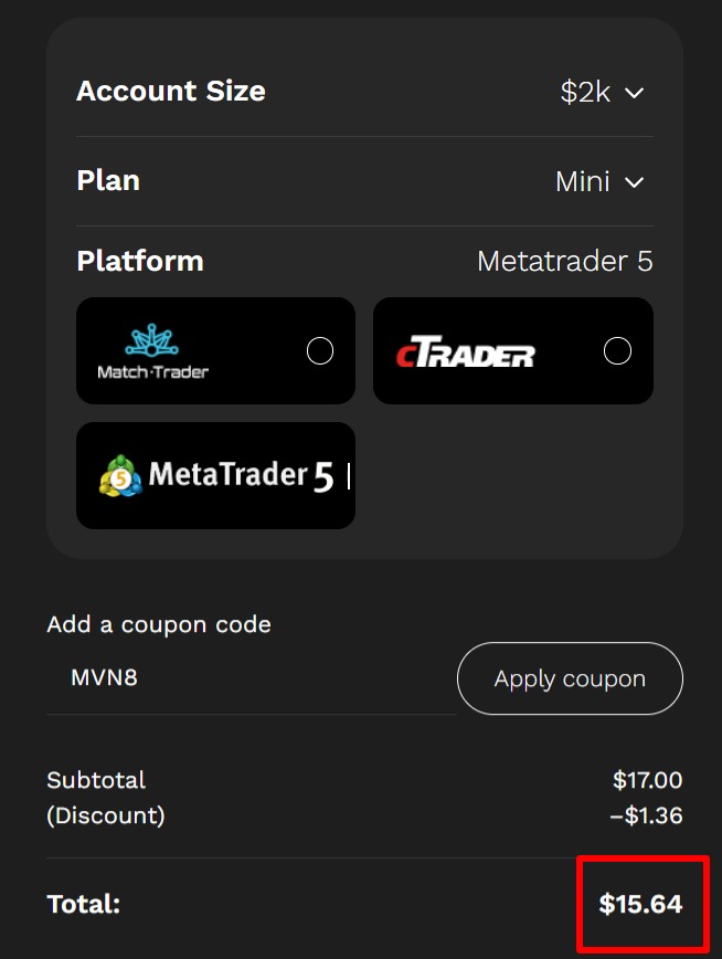 maven mini instant funding discount code